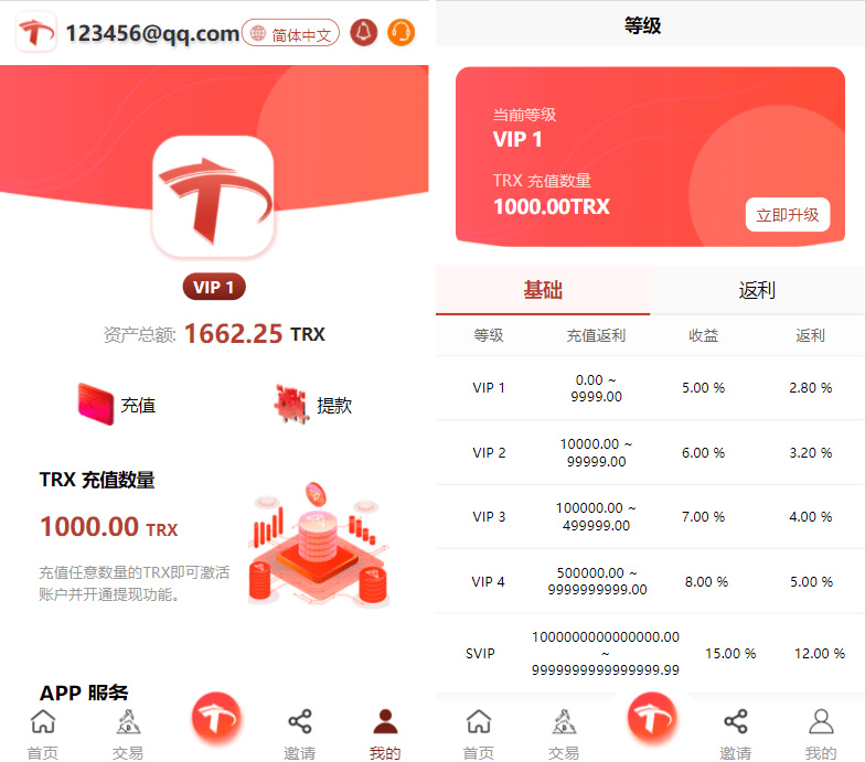 uniapp版多语言TRX系统/TRX理财系统/虚拟币挖矿